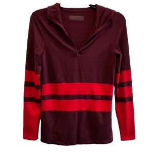 The North Face Women's Red Stripe Seamless 1/4 Zip Hoodie Size M